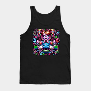 Possessed Doll on a Swing Neon Horror Halloween Creepy Tank Top